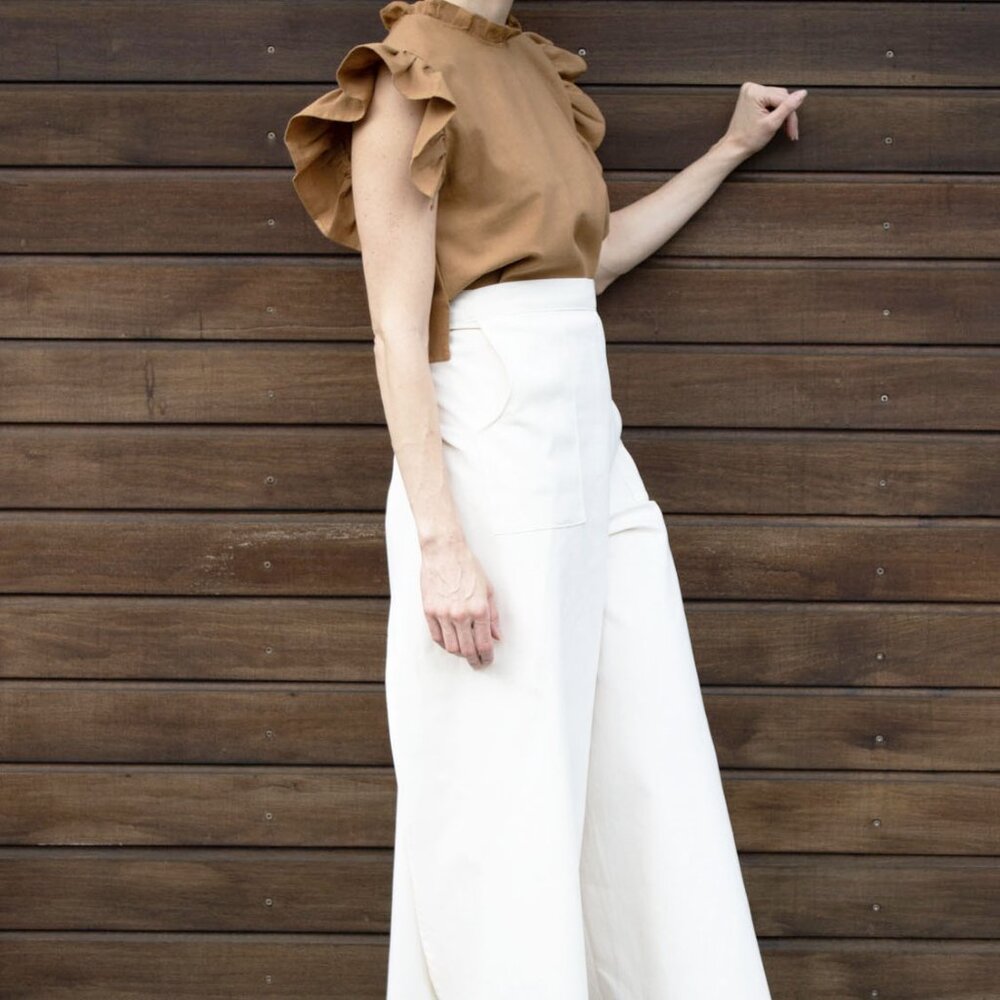 Off-White Linen Side Split Trousers - Bohemian St… - image 2